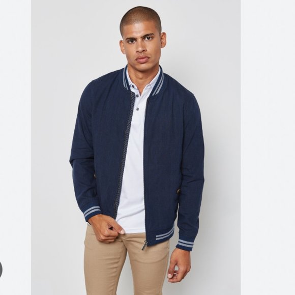 Ted Baker New York mens navy blue bomber jacket size 2 nwt - Picture 1 of 15